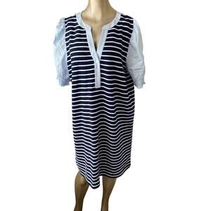 LOFT Navy and White Striped Dress